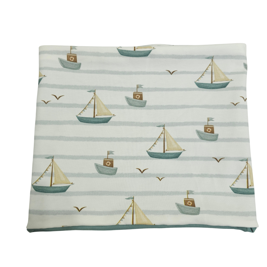 Wendeschlupfschal Küstenkind Boote (innen mint)